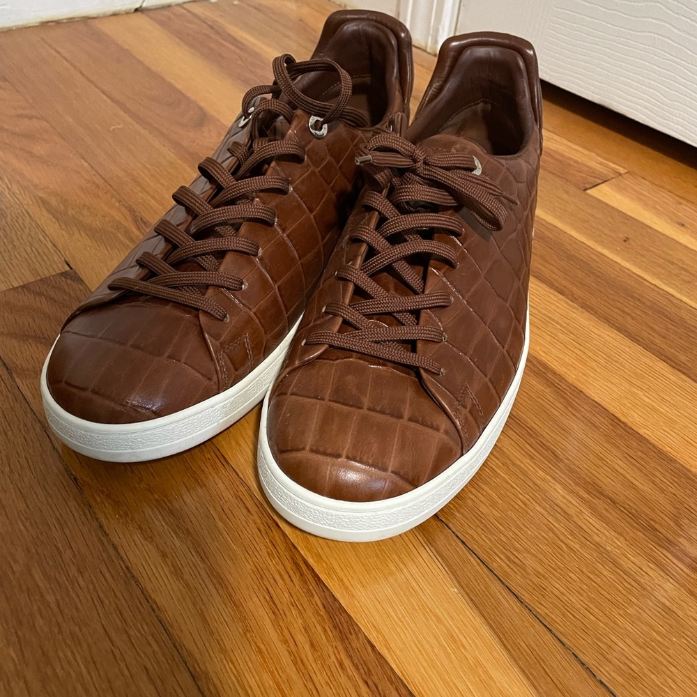 Louis Vuitton croc embossed leather men’s sneaker authentic